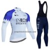 Completo Maglia ML + Pantaloncino con bretelle ML 2023 INEOS Grenadiers Bianco Blu